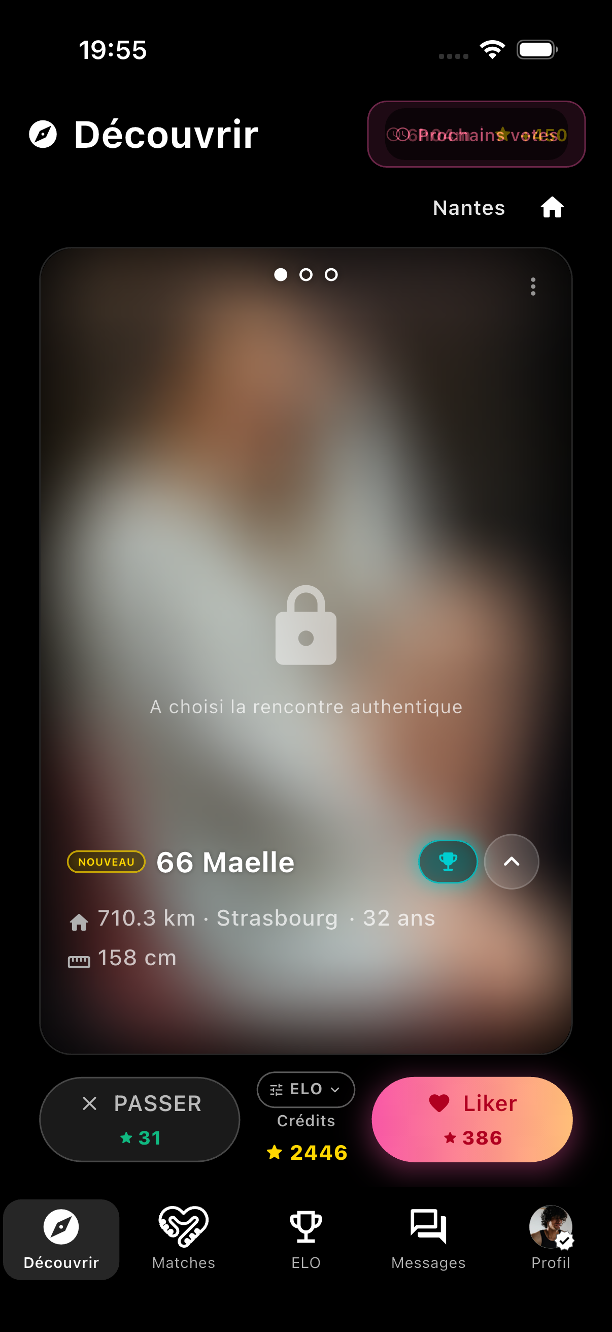 Profil aux photos floutées sur Meeeter