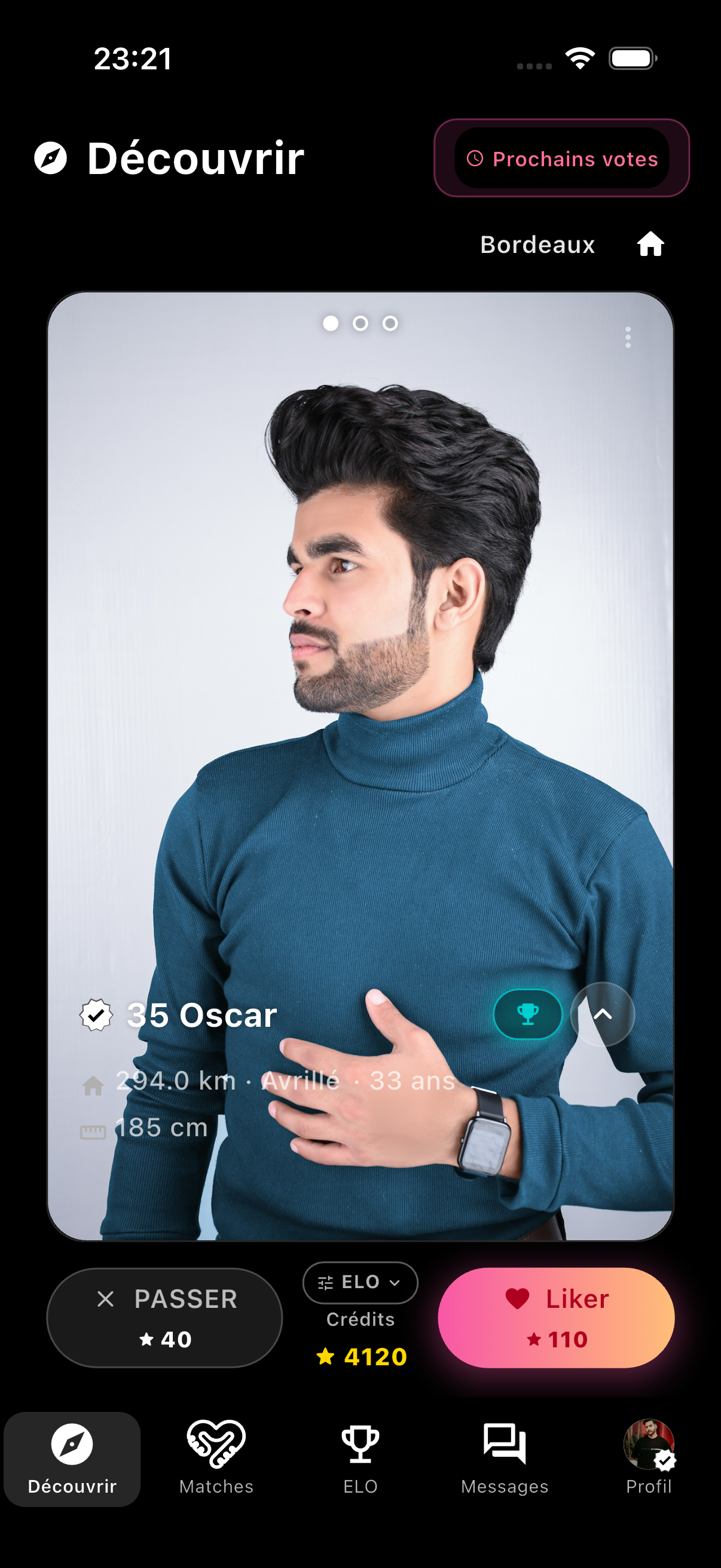 Coût affiché avant de contacter quelqu’un sur Meeeter